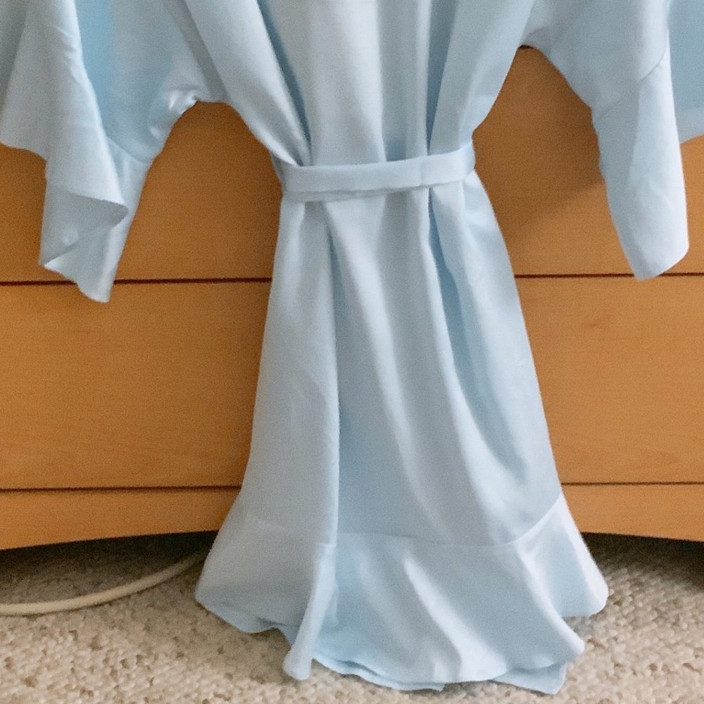 RARE Victoria's Secret Kimono Vs Flounce Ruffle Satin Robe, XS/S, BLUE - Picture 6 of 12